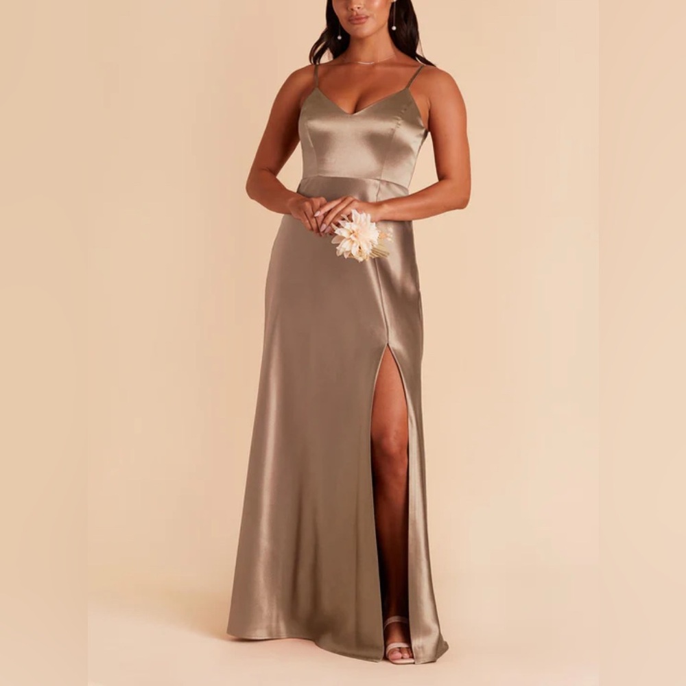 Birdy  Grey Bridesmaid dress Shiny Satin MOCHA - Style Jay M